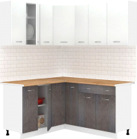 Кухонный гарнитур Кортекс-мебель Корнелия Лира 1.5x1.7 (белый/береза/дуб бунратти) - 