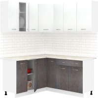 Готовая кухня Кортекс-мебель Корнелия Лира 1.5x1.7 (белый/береза/королевский опал) - 
