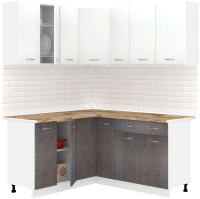 Готовая кухня Кортекс-мебель Корнелия Лира 1.5x1.7 (белый/береза/мадрид) - 
