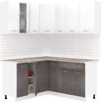 Кухонный гарнитур Кортекс-мебель Корнелия Лира 1.5x1.7 (белый/береза/марсель) - 