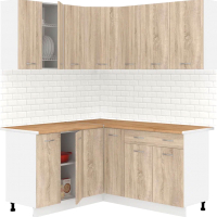 Готовая кухня Кортекс-мебель Корнелия Лира 1.5x1.7 (дуб сонома/дуб бунратти) - 