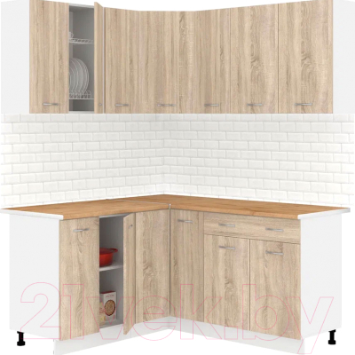Готовая кухня Кортекс-мебель Корнелия Лира 1.5x1.7 (дуб сонома/дуб бунратти)
