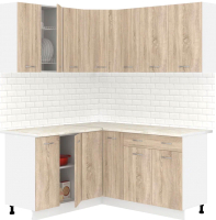Готовая кухня Кортекс-мебель Корнелия Лира 1.5x1.7 (дуб сонома/королевский опал) - 