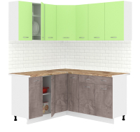 Кухонный гарнитур Кортекс-мебель Корнелия Лира 1.5x1.7 (зеленый/оникс/мадрид) - 
