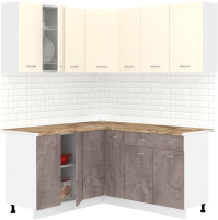 Кухонный гарнитур Кортекс-мебель Корнелия Лира 1.5x1.7 (крем/оникс/мадрид) - 