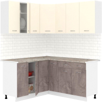 Кухонный гарнитур Кортекс-мебель Корнелия Лира 1.5x1.7 (крем/оникс/марсель) - 