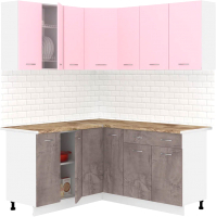 Готовая кухня Кортекс-мебель Корнелия Лира 1.5x1.7 (розовый/оникс/мадрид) - 