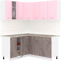 Готовая кухня Кортекс-мебель Корнелия Лира 1.5x1.7 (розовый/оникс/марсель) - 