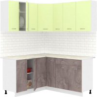 Готовая кухня Кортекс-мебель Корнелия Лира 1.5x1.7 (салатовый/оникс/королевский опал) - 