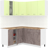 Готовая кухня Кортекс-мебель Корнелия Лира 1.5x1.7 (салатовый/оникс/мадрид) - 