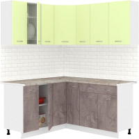 Готовая кухня Кортекс-мебель Корнелия Лира 1.5x1.7 (салатовый/оникс/марсель) - 