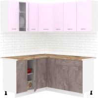 Кухонный гарнитур Кортекс-мебель Корнелия Лира 1.5x1.7 (сирень/оникс/мадрид) - 