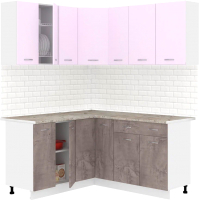 Кухонный гарнитур Кортекс-мебель Корнелия Лира 1.5x1.7 (сирень/оникс/марсель) - 