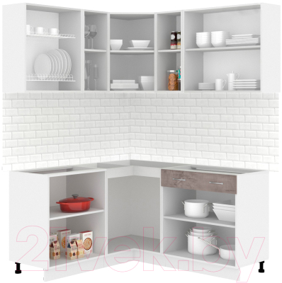 Кухонный гарнитур Кортекс-мебель Корнелия Лира 1.5x1.7 без столешницы (салатовый/оникс)