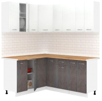Кухонный гарнитур Кортекс-мебель Корнелия Лира 1.5x1.8 (белый/береза/дуб бунратти) - 