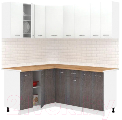 Готовая кухня Кортекс-мебель Корнелия Лира 1.5x1.8 (белый/береза/дуб бунратти)