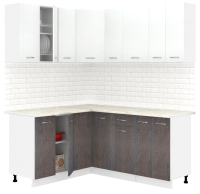 Готовая кухня Кортекс-мебель Корнелия Лира 1.5x1.8 (белый/береза/королевский опал) - 