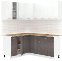 Готовая кухня Кортекс-мебель Корнелия Лира 1.5x1.8 (белый/береза/мадрид) - 
