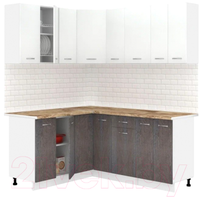 Готовая кухня Кортекс-мебель Корнелия Лира 1.5x1.8 (белый/береза/мадрид)