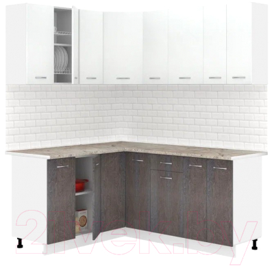 Готовая кухня Кортекс-мебель Корнелия Лира 1.5x1.8 (белый/береза/марсель)