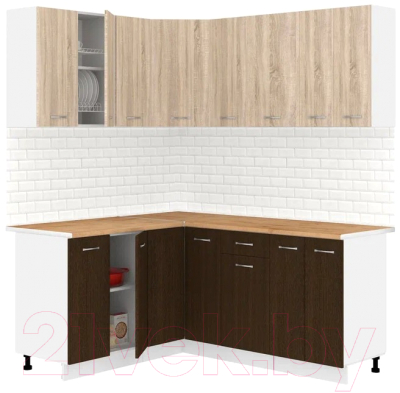 Готовая кухня Кортекс-мебель Корнелия Лира 1.5x1.8 (дуб сонома/венге/дуб бунратти)