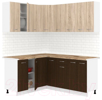 Кухонный гарнитур Кортекс-мебель Корнелия Лира 1.5x1.8 (дуб сонома/венге/мадрид)