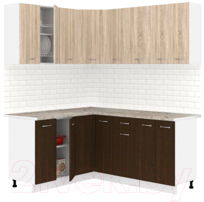 Готовая кухня Кортекс-мебель Корнелия Лира 1.5x1.8 (дуб сонома/венге/марсель)