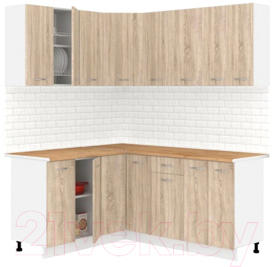 Готовая кухня Кортекс-мебель Корнелия Лира 1.5x1.8 (дуб сонома/дуб бунратти)