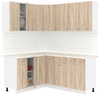Готовая кухня Кортекс-мебель Корнелия Лира 1.5x1.8 (дуб сонома/королевский опал) - 