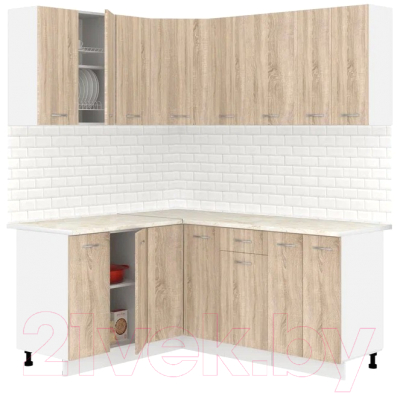 Готовая кухня Кортекс-мебель Корнелия Лира 1.5x1.8 (дуб сонома/королевский опал)