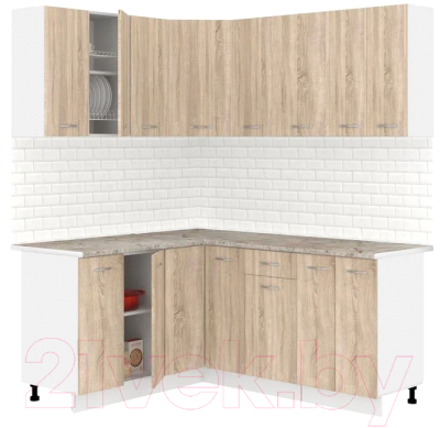 Готовая кухня Кортекс-мебель Корнелия Лира 1.5x1.8 (дуб сонома/марсель)