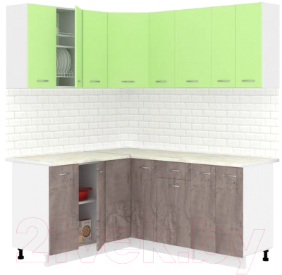 Готовая кухня Кортекс-мебель Корнелия Лира 1.5x1.8 (зеленый/оникс/королевский опал)