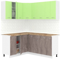 Кухонный гарнитур Кортекс-мебель Корнелия Лира 1.5x1.8 (зеленый/оникс/мадрид) - 
