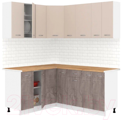Готовая кухня Кортекс-мебель Корнелия Лира 1.5x1.8 (капучино/оникс/дуб бунратти)