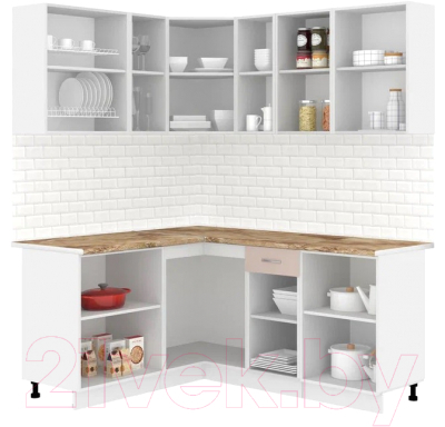 Готовая кухня Кортекс-мебель Корнелия Лира 1.5x1.8 (крем/капучино/мадрид)