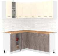 Кухонный гарнитур Кортекс-мебель Корнелия Лира 1.5x1.8 (крем/оникс/дуб бунратти) - 