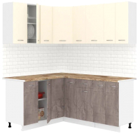 Кухонный гарнитур Кортекс-мебель Корнелия Лира 1.5x1.8 (крем/оникс/мадрид) - 