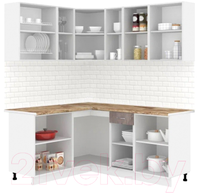 Готовая кухня Кортекс-мебель Корнелия Лира 1.5x1.8 (крем/оникс/мадрид)