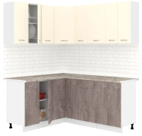 Кухонный гарнитур Кортекс-мебель Корнелия Лира 1.5x1.8 (крем/оникс/марсель) - 