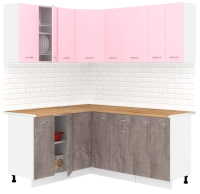 Кухонный гарнитур Кортекс-мебель Корнелия Лира 1.5x1.8 (розовый/оникс/дуб бунратти) - 