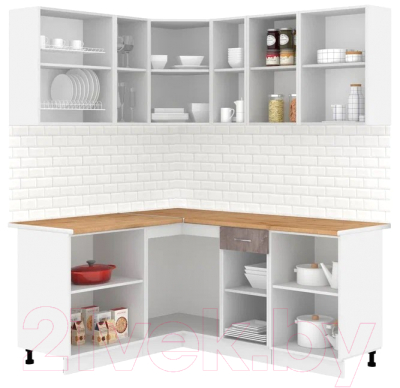 Готовая кухня Кортекс-мебель Корнелия Лира 1.5x1.8 (розовый/оникс/дуб бунратти)