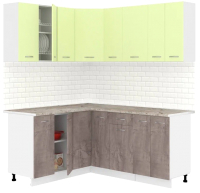 Готовая кухня Кортекс-мебель Корнелия Лира 1.5x1.8 (салатовый/оникс/марсель) - 
