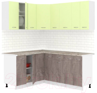 Готовая кухня Кортекс-мебель Корнелия Лира 1.5x1.8 (салатовый/оникс/марсель)