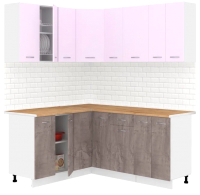 Готовая кухня Кортекс-мебель Корнелия Лира 1.5x1.8 (сирень/оникс/дуб бунратти) - 