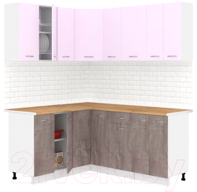 Готовая кухня Кортекс-мебель Корнелия Лира 1.5x1.8 (сирень/оникс/дуб бунратти)