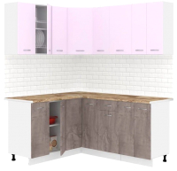 Кухонный гарнитур Кортекс-мебель Корнелия Лира 1.5x1.8 (сирень/оникс/мадрид) - 