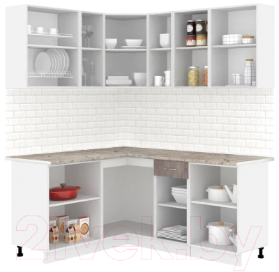 Готовая кухня Кортекс-мебель Корнелия Лира 1.5x1.8 (сирень/оникс/марсель)
