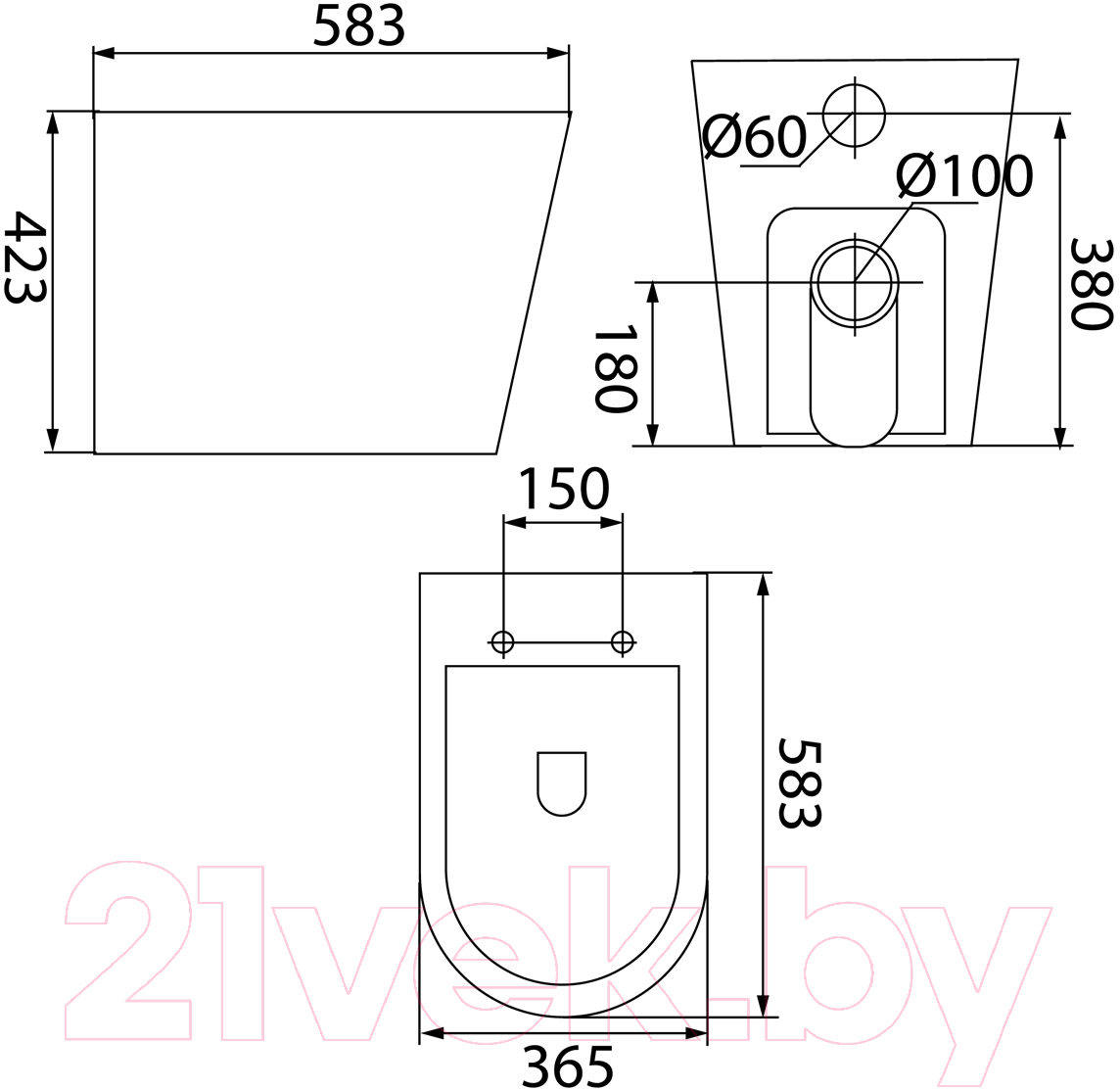 Унитаз приставной IDDIS Calipso Rimless CALRDSEi26