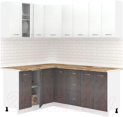 Готовая кухня Кортекс-мебель Корнелия Лира 1.5x1.9 (белый/береза/мадрид)