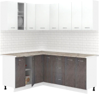 Кухонный гарнитур Кортекс-мебель Корнелия Лира 1.5x1.9 (белый/береза/марсель) - 